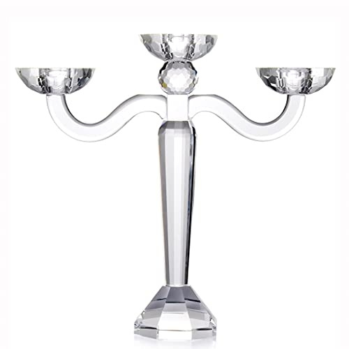 ZBBADGHB Moderne Kerzenhalter, Kerzenhalter aus Kristallglas, 3-Armiger konischer Kerzenständer, Kandelaber für Tischdekoration, Hochzeit, Weihnachten, Heimdekoration, Heimdekoration