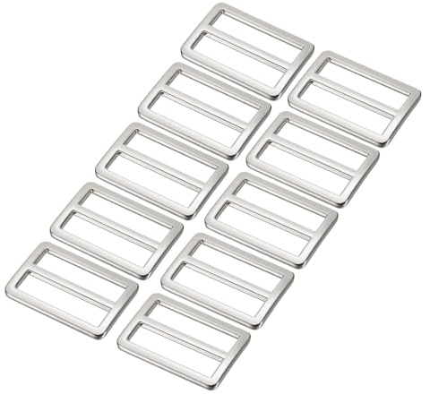 PATIKIL 32mm/ 1-1/4 Pulgadas Hebillas Deslizantes Tri-Glide, Paquete de 10 Piezas de Metal para Correas de Mochila, Cinturón, Color Plata