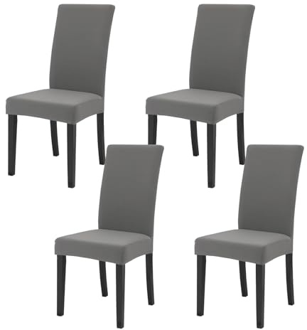 FRKOKRFA Set di 4 coprisedia elasticizzati, rimovibili, lavabili, moderne, elastici, per casa, hotel, banchetti, feste, matrimoni (grigio chiaro)
