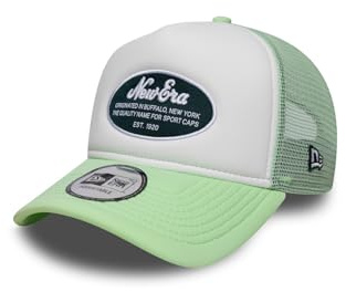 New Era Oval Foam Patch Trucker Adjustable Cap NE Logo Weiß Mint, Size:OneSize