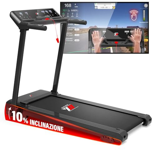 YM Laufband, platzsparend, 16 km/h, italienische Marke, Neigung des Autos, kompatible Apps, faltbar, große Oberfläche, 2 Steuerungssysteme (Tasten + Verwaltung), patentiert, NEXT 4000 Your Move Weiß