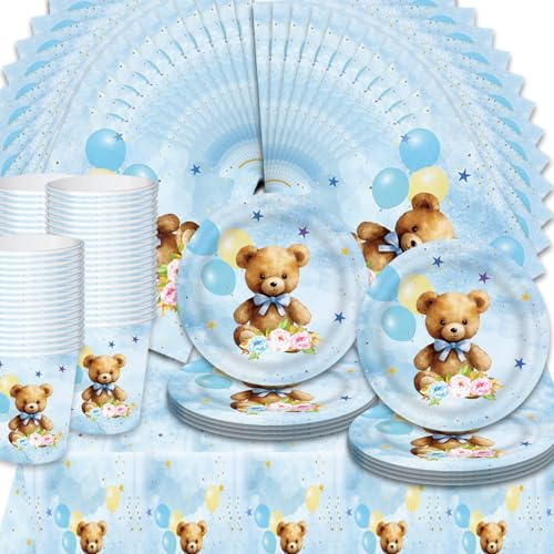 Doyomtoy Ensemble de vaisselle de fête d'anniversaire pour 20e invités, nappes, assiettes, tasses, serviettes pour accessoires de fête d'anniversaire