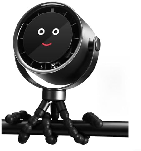 CWOQOCW Ventilatore da tavolo flessibile con durata di 15 ore di ricarica USB-C a 5 impostazioni di velocità Ventilatore portatile a clip (nero)