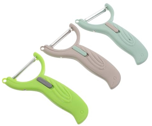 Alipis 3piezas Cortador De Cocina Para Patatas Zanahorias y Pelador De Acero Inoxidable Herramienta Compacta y Portátil Para Uso Diario Cocina