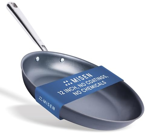 Misen Carbon Nonstick™ Skillet - Ultra-Durable Nitrided Surface - Easy Relase With No Coating to Chip or Peel, PFOA- & Chemical-Free - High-Heat Cooking, Even-Heating, Induction Ready, 12 Inch