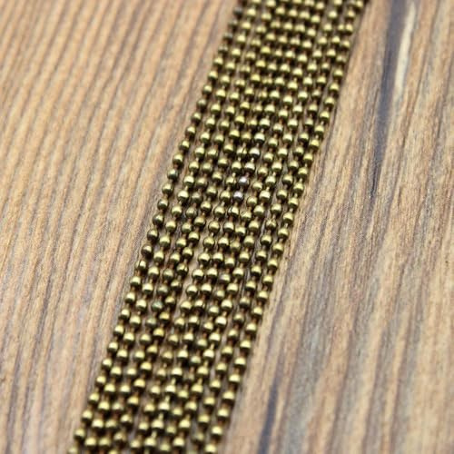 PXAMORTEL Metallkugelkette, 5 m Lange Metallkugel-Perlenketten, Mehrfarbig, 1,2–2,4 mm, for die Herstellung von DIY-Schmuck(Antique Bronze,2.4mm)