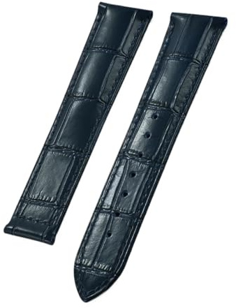 SEQLTWFC Kompatibel mit Omega Seamster Watch Original Lederarmband Massivstahl Faltschließe Bambus Leder Uhrenarmbänder(Blue-No Buckle,21mm)