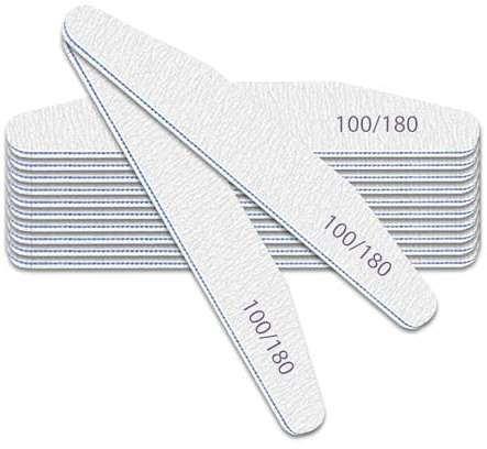 elzle Lime à Ongles Professionnelle, 10pcs Lime à Ongles 100/180 Double Face Lavable Réutilisable pour Manucure Cosmétique, Animaux Domestiques, Salon de Coiffure (blanc)
