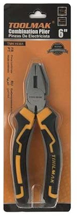 TOOLMAK Pinza Combinata Professionale, 15,24 cm, Nero e Arancione, per Elettricista TMK19361