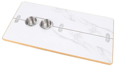 Zerodis Portabicchieri in Acciaio Inossidabile con Modello in Marmo Serie Rv, Design Compatto 400X800 Mm per Utenti di e Camion Tavolo Pieghevole in Legno