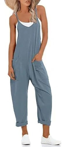 Omoone Womens Dungarees Sleeveless Loose Overall Long Jumpsuit Playsuit