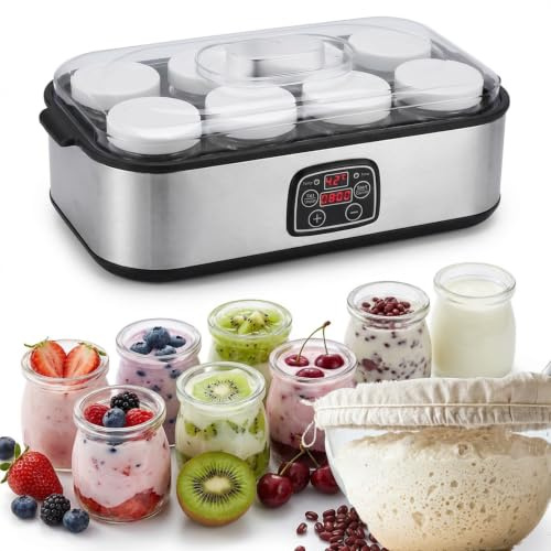 1.44L Yoghurt Maker with 8 Glass Jars,Can Proof Dough
