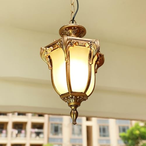 Lampada a sospensione impermeabile IP55 per veranda, balcone, villa, patio, padiglione (ottone h)