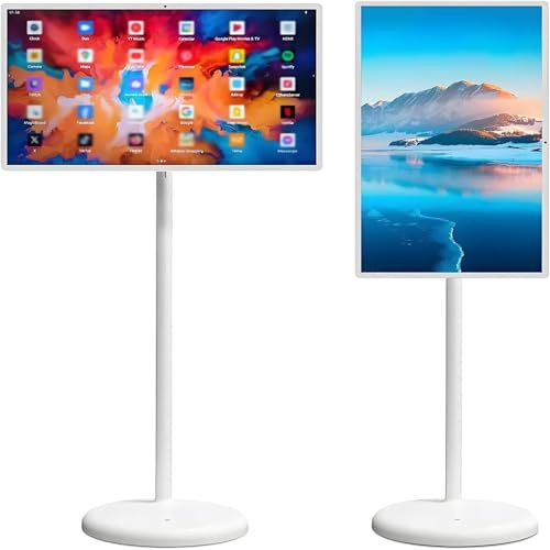 Smart Portable Touch Screen TV, 1080P Wireless Monitor on Wheels, 360° Rotating Adjustable Stand for Fitness, Gaming, and Outdoor Use, 24-Inch