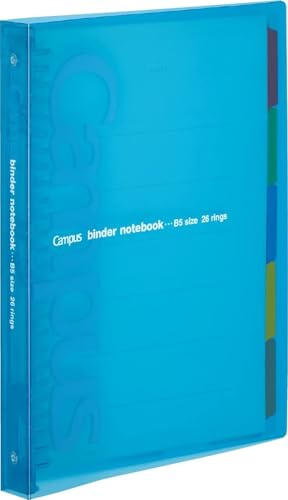 Kokuyo Campus Slide Binder with 5 Tab Dividers, Middle Type, B5, 26 Holes, Up to 100 Sheets, Blue, Japan Import (RU-P333NB)