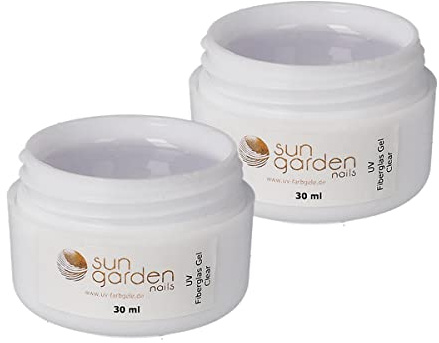 Sun Garden Nails Sparset 2 x 30 ml UV Fiberglas Gel Klar Premium mit Glasfasern für Nageldesign