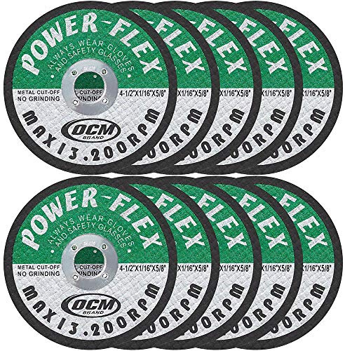 4 1/2 Inch x 1/16 Inch x 5/8 Inch Premium Cut Off Wheels - 10 Pack -, for Cutting All Ferrous Metals and Stainless Steel