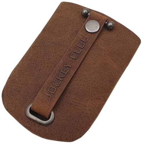 myledershop Cuero Estuches de llave 1 compartimento con un llavero retráctil en marrón o coñac (Coñac)