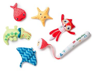 LILLIPUTIENS - Juego de Pesca para el baño - Juego Interactivo para el baño con caña de Pescar magnética y Animales flotantes - Estimula la motricidad Fina - Desde 10 Meses - 83090