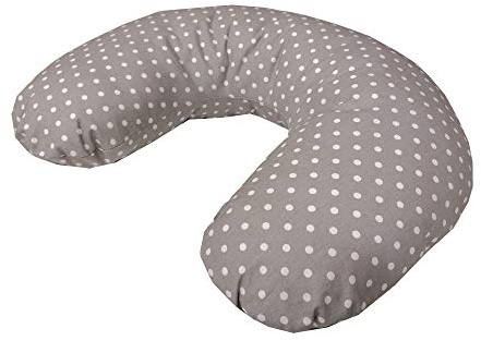 EMI&SAM Stillkissen Lagerungkissen 60x50cm FillBall Bananenform Stillkissenbezug ((Bezug + Füllung)16. Grau - Dots)