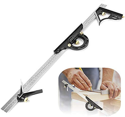 Kombinationswinkel Lineal Lineal, 600MM multifunktionales Metall Einstellbare Kombination Quadratisches rechtwinkliges Lineal Messwerkzeug