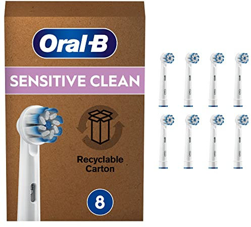 Oral-B Sensitive Clean Aufsteckbürsten für elektrische Zahnbürste, 8 Stück, sanfte Zahnreinigung, ultra-dünne Borsten, Zahnbürstenaufsatz für Oral-B Zahnbürsten, briefkastenfähige Verpackung