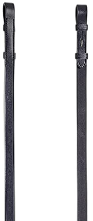 Equiline Gummi Zügel, Gummizügel mit Stege, Oberseite Leder, 16mm Farbe schwarz