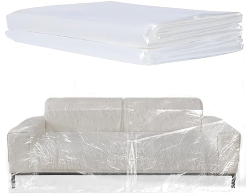 TUAKIMCE Copridivano in plastica per divano a 3 posti, 2 x 3 m, copertura antipolvere per mobili, trasparente, impermeabile, grande e resistente, protezione per mobili da letto e divano
