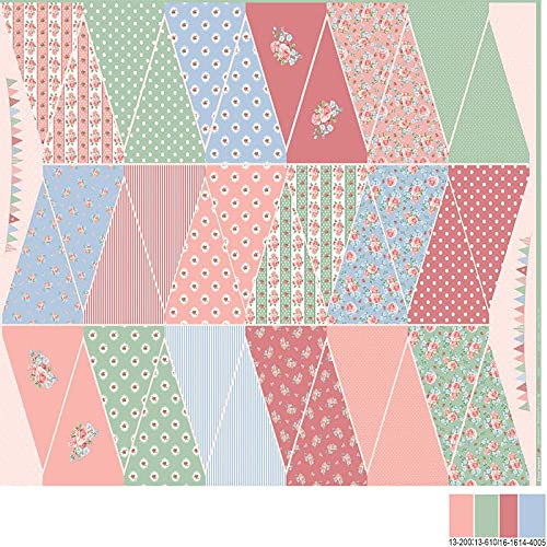 Stoffpanel für Wimpelkette, 1 Meter für inkl. 5 Meter Schrägband - rosa