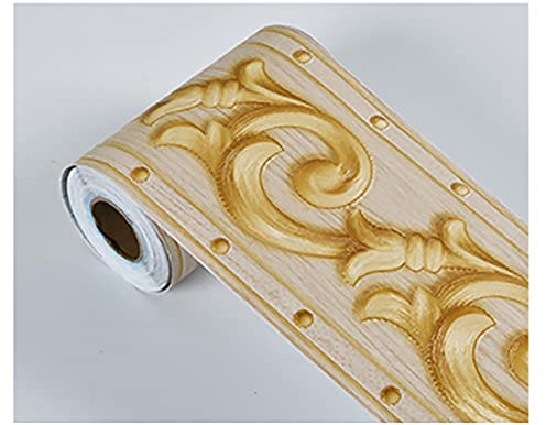 TopHomer Selbstklebende Tapetenbordüre für die Küche, gelbe, geprägte Bordüre, selbstklebende Bordüre, PVC-Sticker für Badezimmer