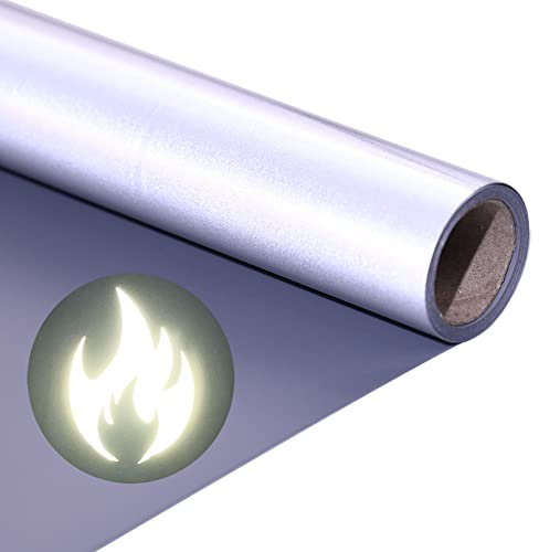 Reflective Heat Transfer Vinyl Reflective HTV Vinyl Rolls Reflective Silver Vinyl 12Inch x 5Feet Iron On Vinyl for Cricut, T-Shirts DIY Design, Silhouette Cameo & Heat Press Machine(Light Grey)
