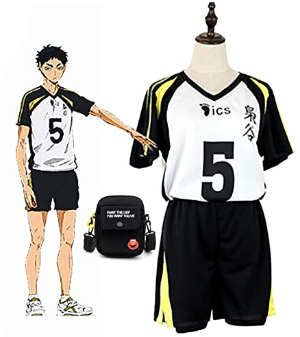 JOHLCR Anime Cosplay Kostüm Haikyuu!! Akaashi Keiji Volleyball Uniform Teamsports Jersey Outfits Kostüm für Erwachsene Karneval Faschingsparty Verkleiden Sich (Schwarz, XL)