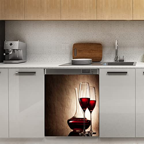 Couvercle magnétique vintage pour tasse à vin et lave-vaisselle, panneau de décoration magnétique rétro pour réfrigérateur et cuisine, autocollant magnétique pour porte, 58,4 x 66 cm