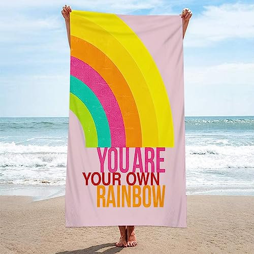 Lieson Badetücher Strandtücher Mikrofaser, Badetuch Strandlaken Handtuch 80x160CM Sandfreie, Schnell Trocknende, Leichte Stranddecke Gestreift Rosa Bunt Tragbares Saunatuch Badehandtuch