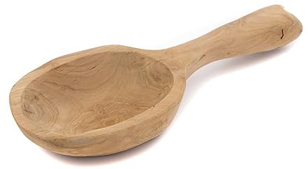 CREEDWOOD TEAK SCHALE Scoop | Natur, Schöpfkelle, 39 cm | Schlüssel Schale, Natur Schale, Holzschale, Servier Schale, Holz Deko Kelle, Dekoschale