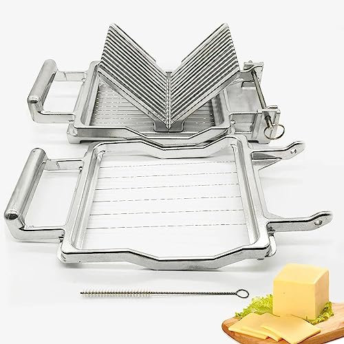 HACSYP Cortador de Queso Cortador de Alambre de Queso Comercial, rebanador de Queso con Alambre de Acero Inoxidable de 1 cm y 2 cm, Tabla for Cortar Mantequilla, Postre, Verduras y Frutas
