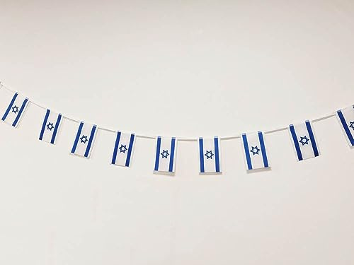 Israel Flagge 40 Stück Israel Flagge Israel Girlande Israel 11.4M Flaggen Israel Nationalflagge Flaggen 14x21cm für Gartenbars Dekorationen