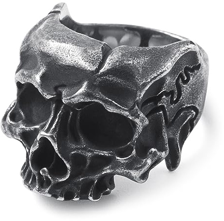 WESTMIAJW Anello da uomo con teschio, in acciaio inox, stile gotico, punk, con teschio, per uomo, taglia Q, S, T1/2, V1/2, Y, Z + 1, Acciaio inossidabile