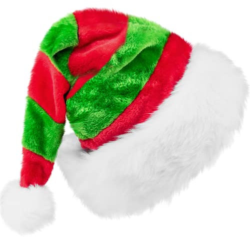 FINGEROOM Weihnachtsmütze, Warm Fellrand Erwachsene Nikolausmütze, Dicker Samt Bequem Klassische für Weihnachten, Geschenk für Frauen, Männer, Neujahr, Santa Mütze