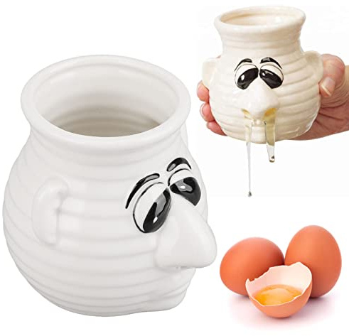 BEIJIALY Lustiger Eigelb-Trenner, Eiertrenner, Lustige Rotznase, Langlebiger Keramik-Eigelb-Weiß-Trenner, Eierteiler, Filterwerkzeug Zum Kochen, Backen