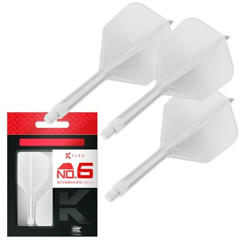 Target Darts K Flex Integrated Dart Flight and Shaft, Nr. 6 White (Intermediate) | 3-Pack K-Flex - No. 6, Kflex Precision-Molded 2-in-1 Dart Flights and Dart Shaft | Professional Dart Accessories