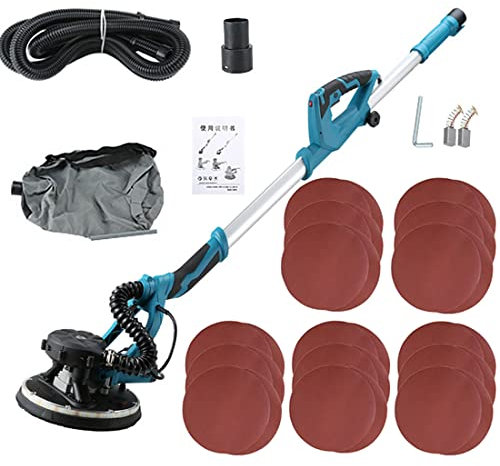 Ponceuse portative pour cloisons sèches, ponceuses rotatives 1800 W pour Murs, Ponceuse Murale électrique avec poignée Extensible, Tuyau de 2 m et 5 Vitesses Variables avec Sac à poussière, Ponceuse