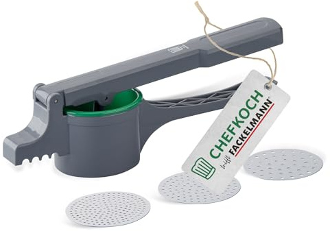 Chefkoch Presse à spätzle pour pommes de terre, spätzle, spaghetti, etc. Avec 3 disques perforés de différentes épaisseurs (2-3 mm) Robuste et ergonomique