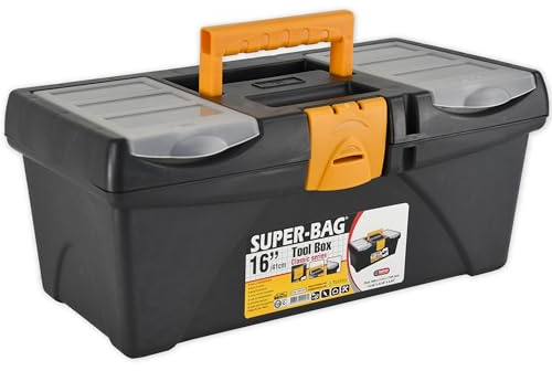 Werkzeugkoffer BASIS leer Abschließbar 16 Zoll Werkzeugkasten | Werkzeugbox 16 Zoll (40,5x21,5x17,2cm) mit abnehmbare Kleinteileschale, robuster Kunststoff, Tragegriff und viel Stauraum