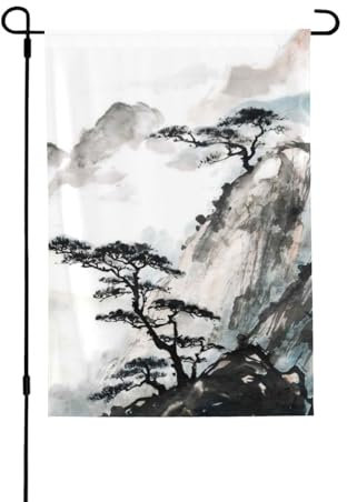 LAMAME Drapeau de jardin imprimé paysage chinois drapeau décoratif double face drapeau de jardin