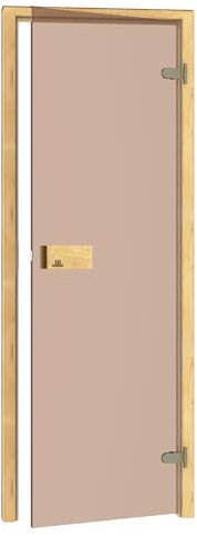 Saunainter Porta per sauna CLASSIC 70 x 190, vetro temperato di alta qualità da 8 mm, telaio in legno massiccio, facilmente regolabile DIN sinistra destra (pino bronzo)