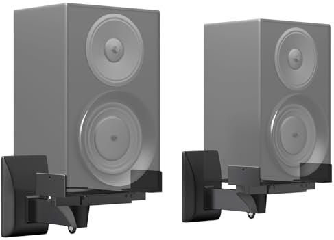 PUTORSEN Soporte de Pared Universal para Altavoz, Doble Cara, Soporte de Pared, inclinación Ajustable para Grandes Altavoces de Sonido Envolvente, soporta hasta 15 kg Cada uno, Color Negro