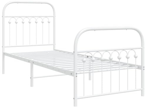 vidaXL Bettgestell mit Kopf- und Fußteil Metall Weiß 80x200 cm