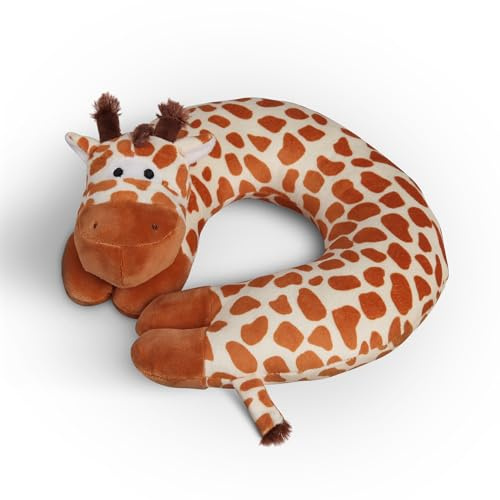 Bestlivings Nackenhörnchen Kinder (Giraffe) Tier Schlafkissen - ÖKO TEX - Reisekissen Waschbar Kopfstütze U-Förmig Nackenkissen für Auto Zug Flugzeug