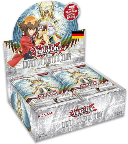 YuGiOh! Light of Destruction Booster Display | Unlimited DEUTSCHE AUSGABE | NEU & OVP | YuGiOh Karten | + Arkero-G 100 Small Soft Sleeves